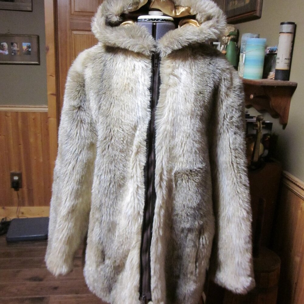 Vtg Lou Nierenberg Original plush faux fur ARTIC hooded GLAM  Parka eu 42 US 12